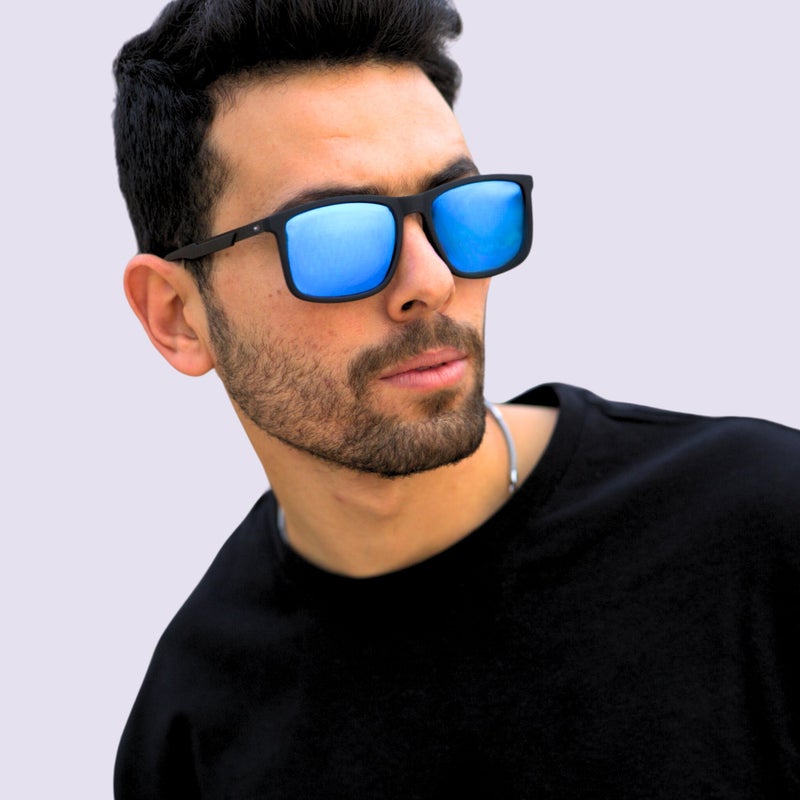 VEGAS Full Rim Rectangular Men Blue  Sunglasses V2102 C2 - Image 1
